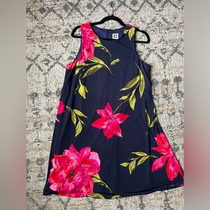 Anne Klein Floral Swing Dress Women’s Size 12 Beach Vacation Feminine Sleeveless